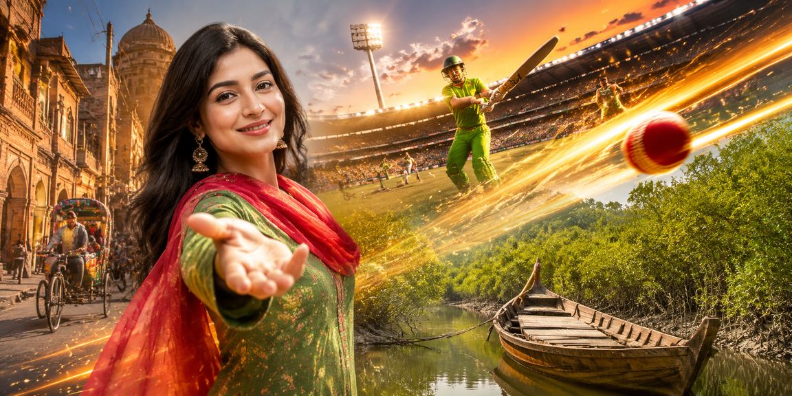 সুন্দরবনের পটভূমিতে ক্রিকেট বেটিং কৌশল বিশ্লেষণ করছেন একজন বাংলাদেশি ব্যবহারকারী