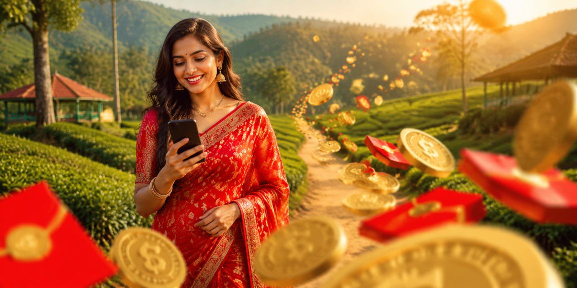 সিলেটে শাড়ি পরিহিত নারী bg66 রেড এনভেলাপ বোনাস উপভোগ করছেন